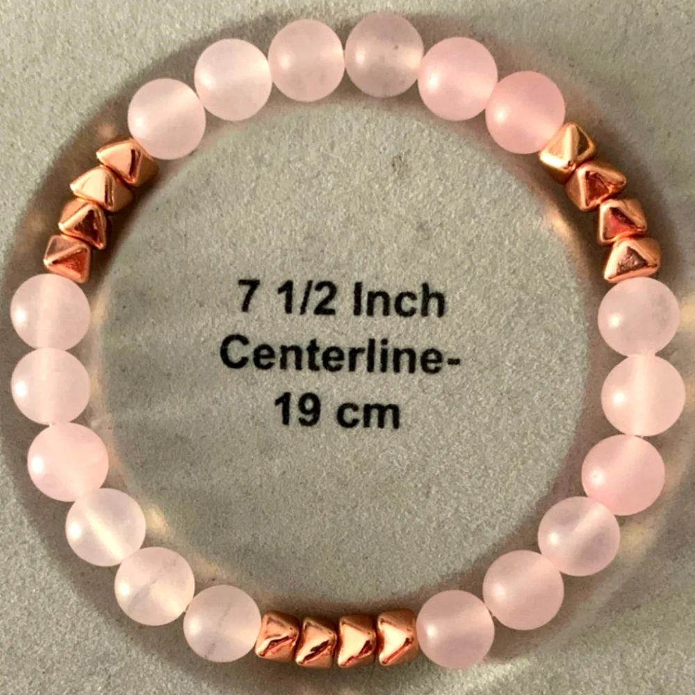 Iridescent Rose Quartz Stretch Bracelets, Set Of 3